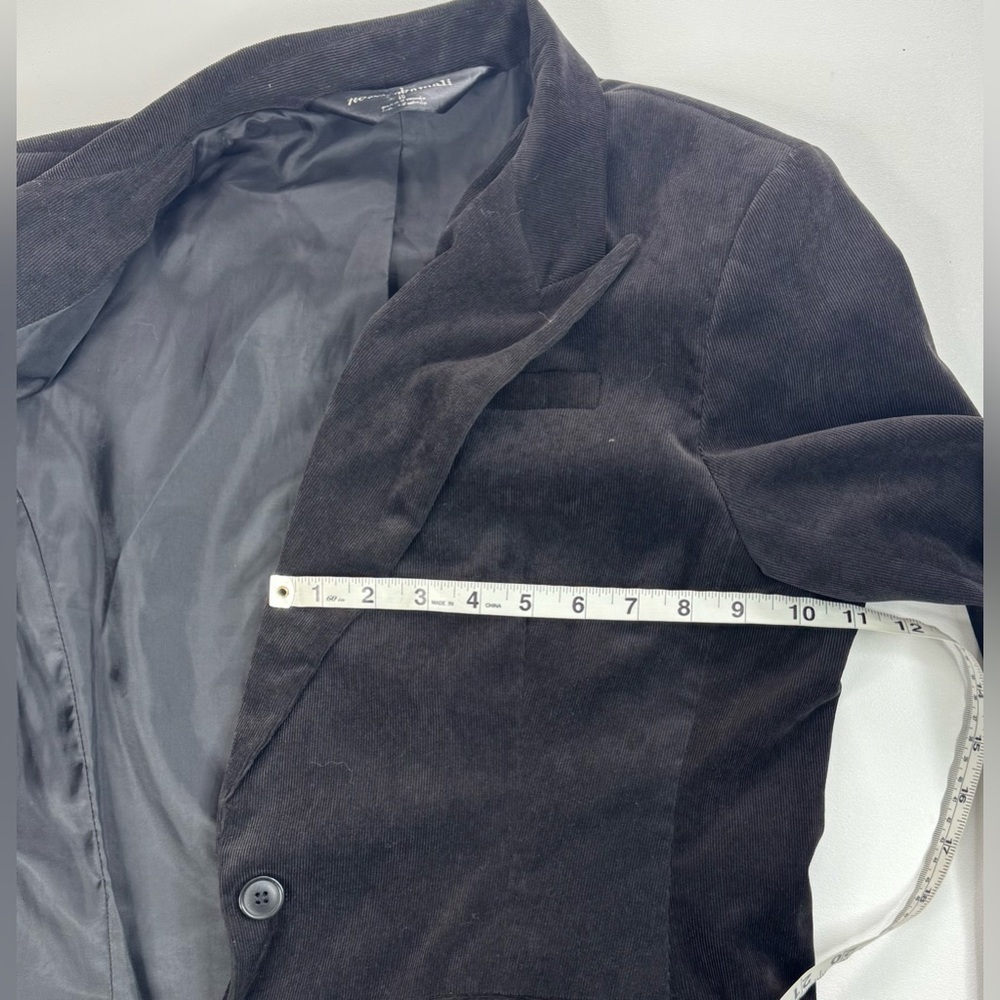 Norma Kamali Corduroy One Button Fitted Black Lined Blazer Womens Size 16 - Picture 7 of 11